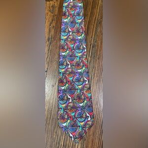 Yapre Tom James Designer Abstract 100% Silk Bicycle Cycling 90’s Mens Neck Tie